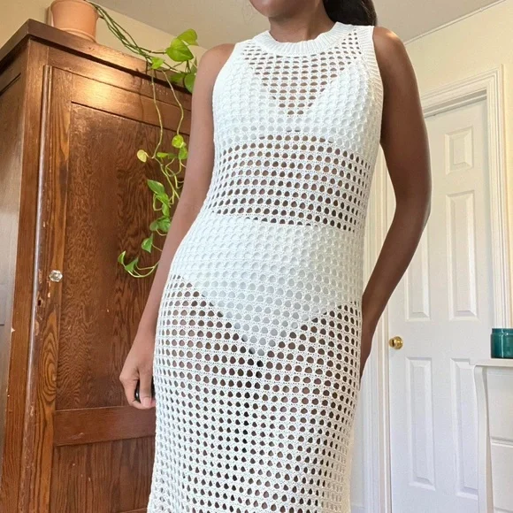 Shade & Shore Cream Crochet Cover Up Dress - Picture 2 of 6